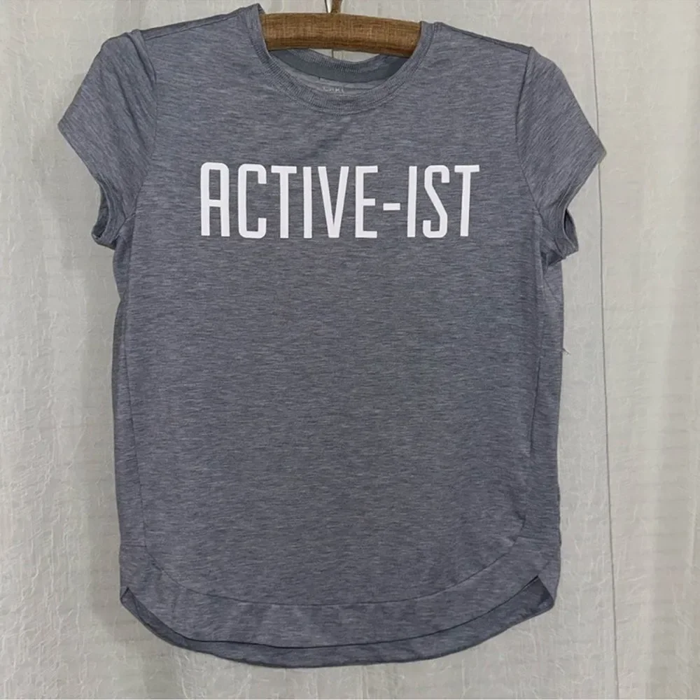 ATHLETA 14 Gray ACTIVE-IST Short Sleeve High Low Athletic Tee